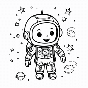 Acrobatics - Little astronaut coloring picture