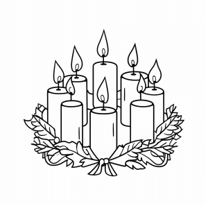 Advent wreath - Advent wreath coloring page for children