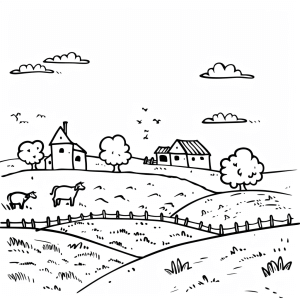 Agricultural landscape - Farm coloring adventure for children