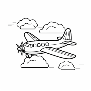 Airplane above the clouds - Sky flyer adventure coloring picture