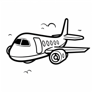 Airplane in flight - Airplane in the sky coloring picture