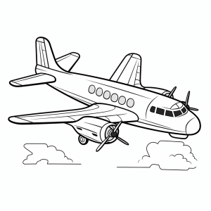 Airplane in flight - Airplane in flight coloring picture