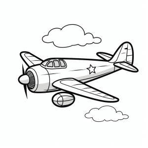 Airplane in the sky - Airplane in the sky coloring picture for kids