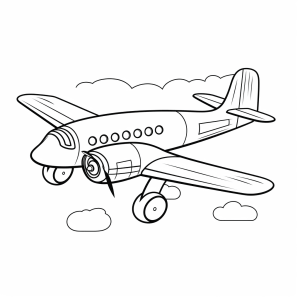 Airplane in the sky - Airplane in the sky coloring picture