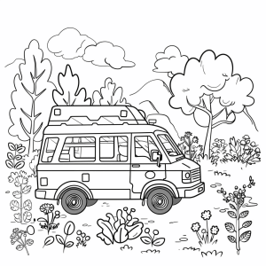 Ambulance in a hurry - Ambulance coloring picture for children