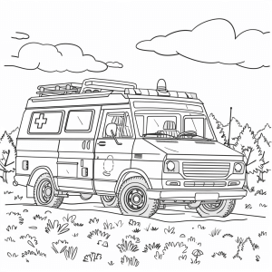 Ambulance in a hurry - Rescue mission to color in