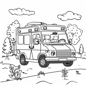 Ambulance in a hurry - Coloring picture of an emergency vehicle in a hurry