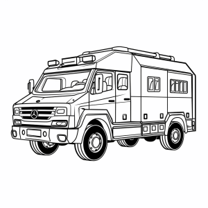 Ambulance in action - Rescue vehicle in action coloring picture