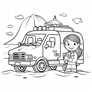 Ambulance with siren - Ambulance coloring page with siren