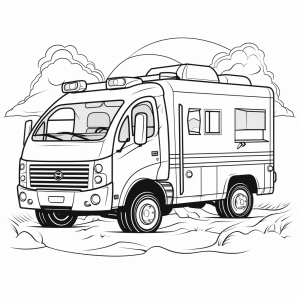 Ambulance with siren - Ambulance coloring picture with siren