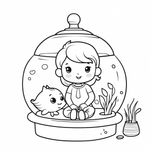 Aquarium inhabitants - Coloring picture of the aquarium inhabitants