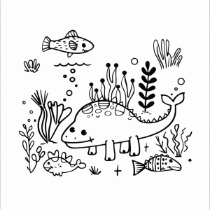 Aquatic dinosaurs and the ocean - Oceanic dinosaurs coloring page