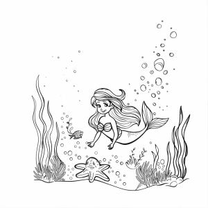 Ariel under the sea - Mermaid underwater coloring adventure