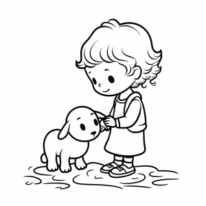 Artists - Children and animals coloring page