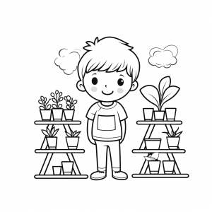 Artists - Little gardener coloring picture