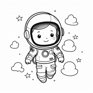 Astronaut in space - Astronaut adventures in space to color in