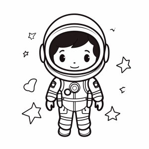 Astronaut in space - Astronaut adventure coloring picture