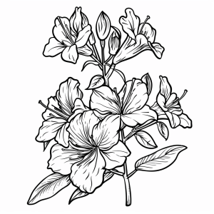 Azaleas in the botanical garden - Azalea garden coloring page for children