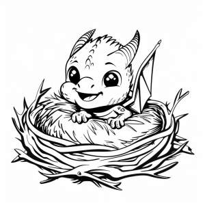 Baby dragon in the nest - Baby dragon in the nest coloring page