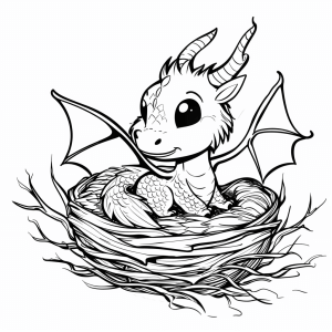 Baby dragon in the nest - Baby dragon in the nest coloring page