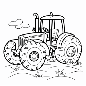 Barn and tractor - Discover country life with our barn and tractor coloring picture