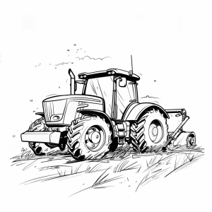 Barn and tractor - Tractor and barn coloring page