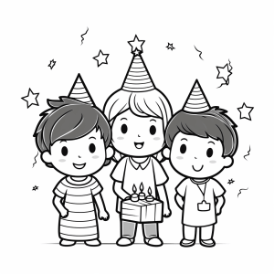 Birthday party - Children's birthday party coloring picture