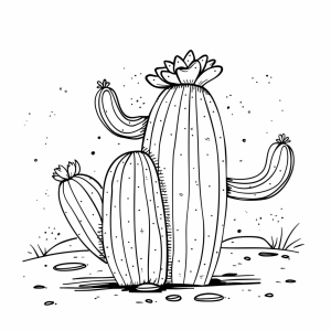 Cactus flowers in the desert - Cactus flowers desert coloring page