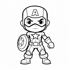 Captain America - Chibi superhero coloring picture - coloring fun for kids