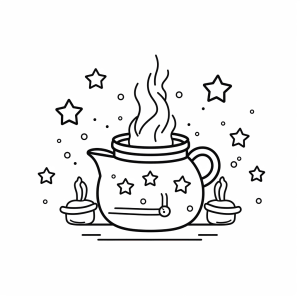 Cauldron - Magic cauldron coloring page