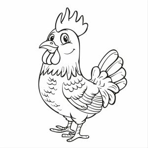 Chickens in the field - Free-range chicken coloring page