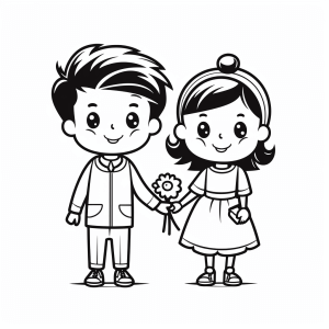 Children - Kids friendship coloring page