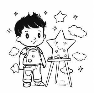 Children - Unleash your creativity with our starry sky coloring picture