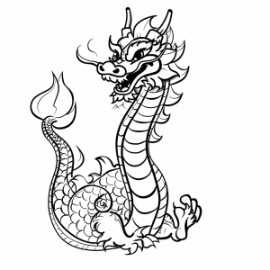 Chinese dragon in the procession - Chinese Dragon Parade Coloring Page