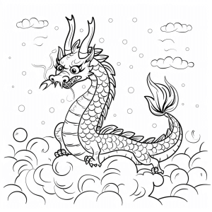 Chinese dragon in the procession - Chinese dragon parade coloring page