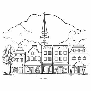 Christmas market - Christmas market coloring picture