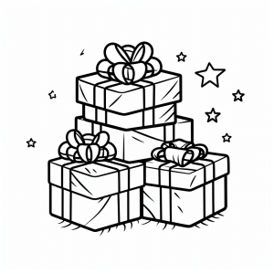 Christmas present - Christmas gifts stack coloring page