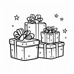 Christmas present - Stack of Christmas presents to color in