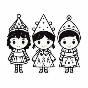 Circus costumes - Colorful circus world: costume coloring picture for children