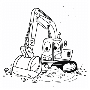 Civil engineering with excavator - Excavator civil engineering coloring picture for kids