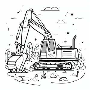 Civil engineering with excavator - Excavator adventure construction site to color in