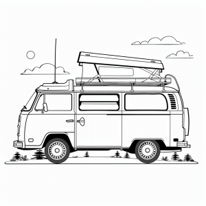 Classic road trip - Road trip coloring picture for little explorers