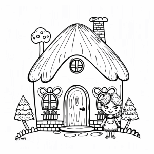 Coloring page and coloring picture of Hansel and Gretel - Hansel and Gretel in the fairytale forest coloring page