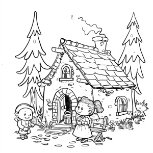 Coloring page and coloring picture of Hansel and Gretel - Hansel and Gretel coloring adventure