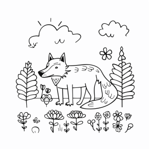 Coloring page from the fairy tale - The wolf and the seven little goats - Fairytale coloring page: The wolf and the seven little goats