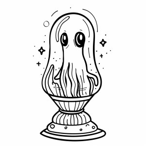 Coloring page - Ghost in the magic lamp - Ghost miracle from the magic lamp coloring page