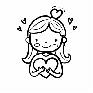 Coloring page Princess Hearts - Smiling princess heart coloring page