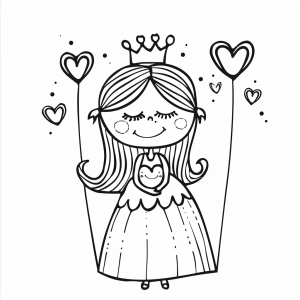 Coloring page Princess Hearts - Princess Heart Joy Coloring Page