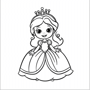 Coloring page - Princess's carriage - Princess and carriage coloring page