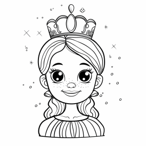 Coloring picture of a princess - Princess with crown - coloring picture for children